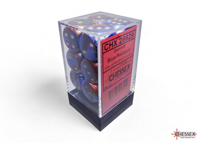 Chessex: Gemini Blue-Red/gold 16mm d6 Dice Block