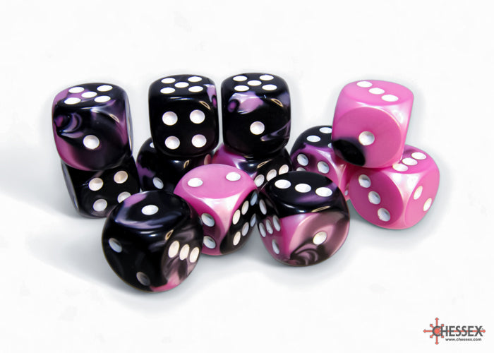 Chessex: Gemini Black-Pink/white 16mm d6 Dice Block