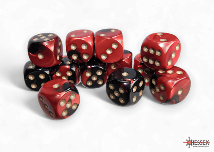 Chessex: Gemini Black-Red/gold 16mm d6 Dice Block