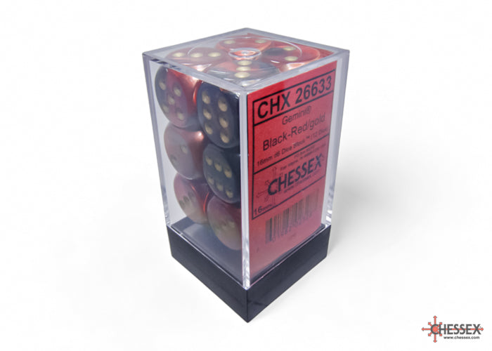 Chessex: Gemini Black-Red/gold 16mm d6 Dice Block