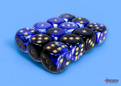 Chessex: Gemini Black-Blue/gold 16mm d6 Dice Block