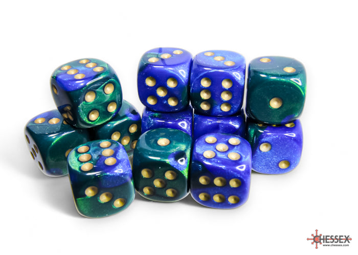 Chessex: Gemini Blue-Green/gold 16mm d6 Dice Block