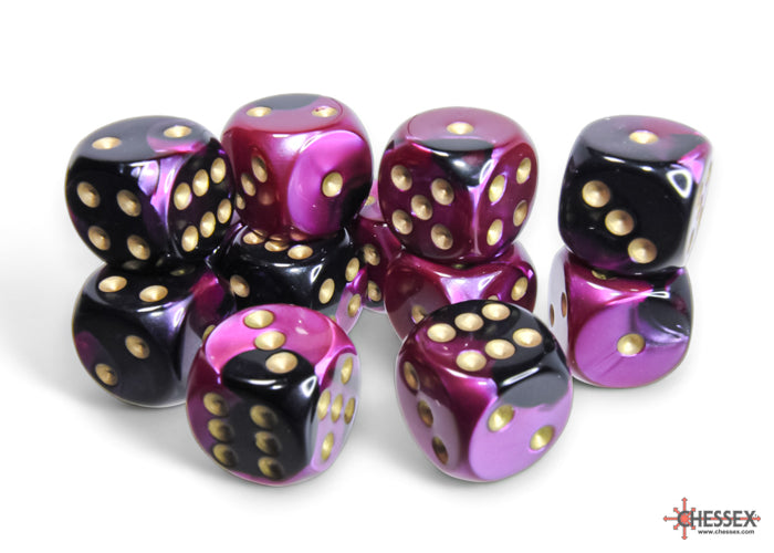 Chessex: Gemini Black-Purple/gold 16mm d6 Dice Block