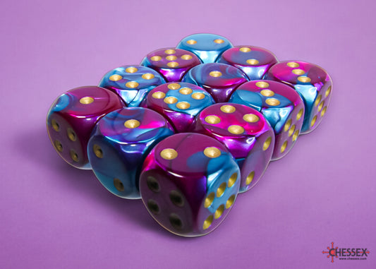 Chessex: Gemini Purple-Teal/gold 16mm d6 Dice Block