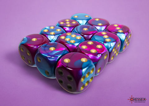 Chessex: Gemini Purple-Teal/gold 16mm d6 Dice Block