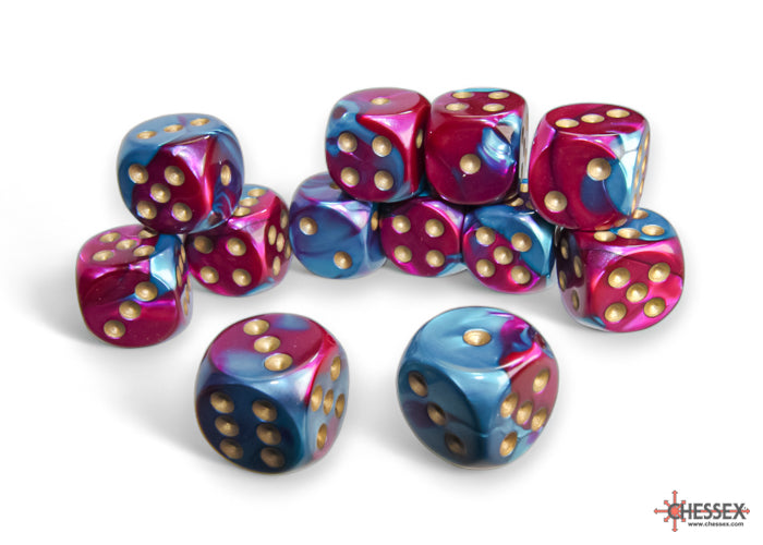 Chessex: Gemini Purple-Teal/gold 16mm d6 Dice Block