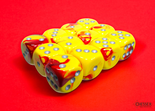 Chessex: Gemini Red-Yellow/silver 16mm d6 Dice Block