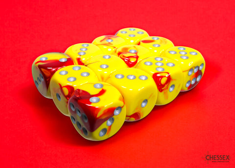 Chessex: Gemini Red-Yellow/silver 16mm d6 Dice Block