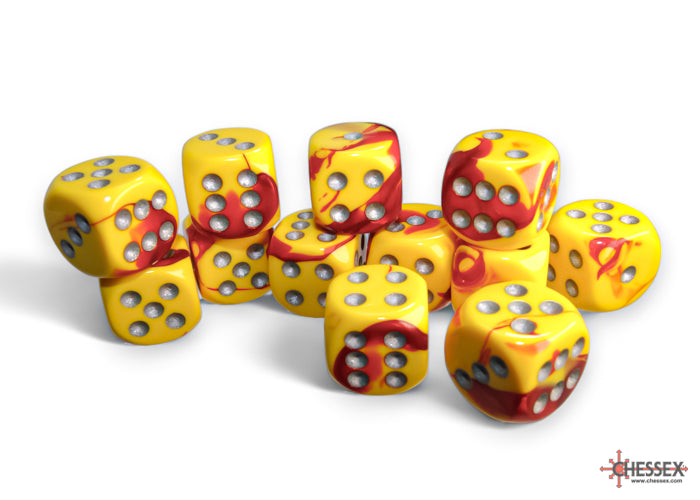 Chessex: Gemini Red-Yellow/silver 16mm d6 Dice Block