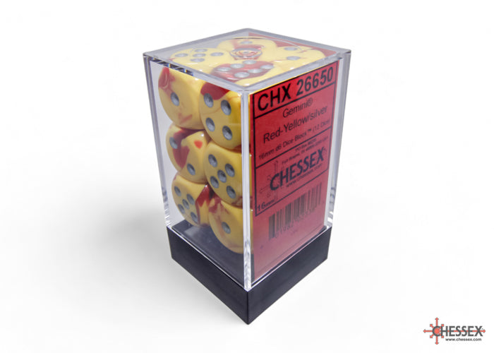 Chessex: Gemini Red-Yellow/silver 16mm d6 Dice Block