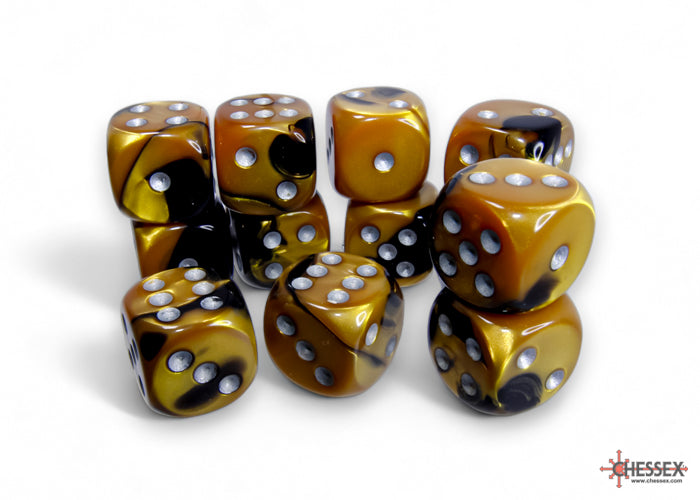 Chessex: Gemini Black-Gold/silver 16mm d6 Dice Block