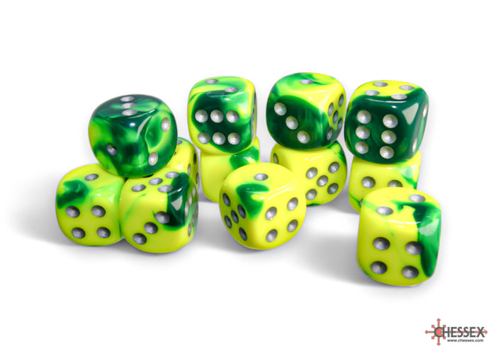 Chessex: Gemini Green-Yellow/silver 16mm d6 Dice Block