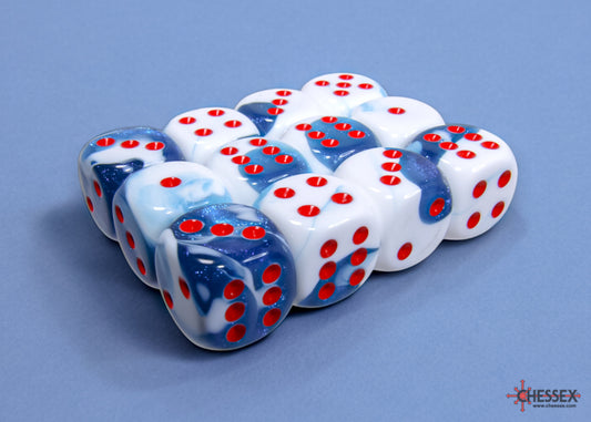 Chessex: Gemini Astral Blue-White/red 16mm d6 Dice Block