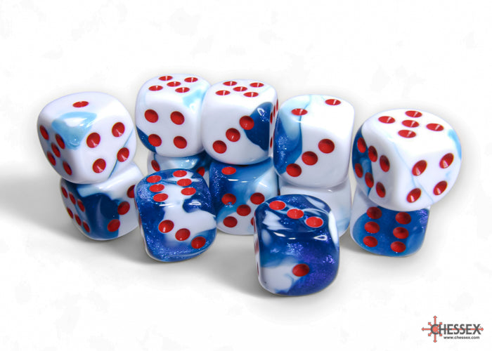 Chessex: Gemini Astral Blue-White/red 16mm d6 Dice Block