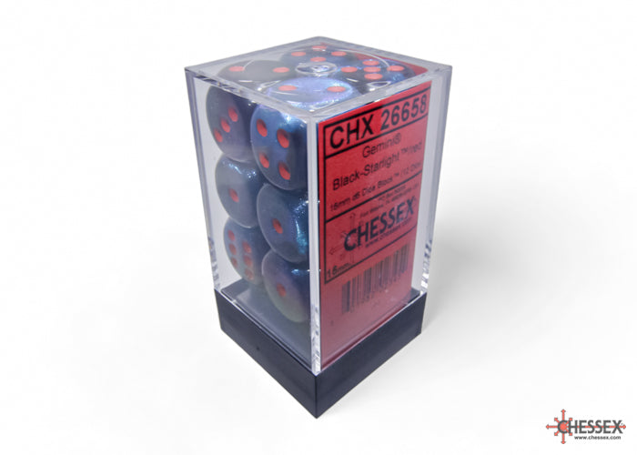 Chessex: Gemini Black-Starlight/red 16mm d6 Dice Block