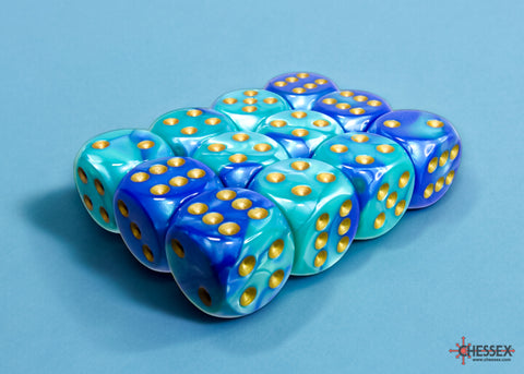 Chessex: Gemini Blue-Teal/gold 16mm d6 Dice Block