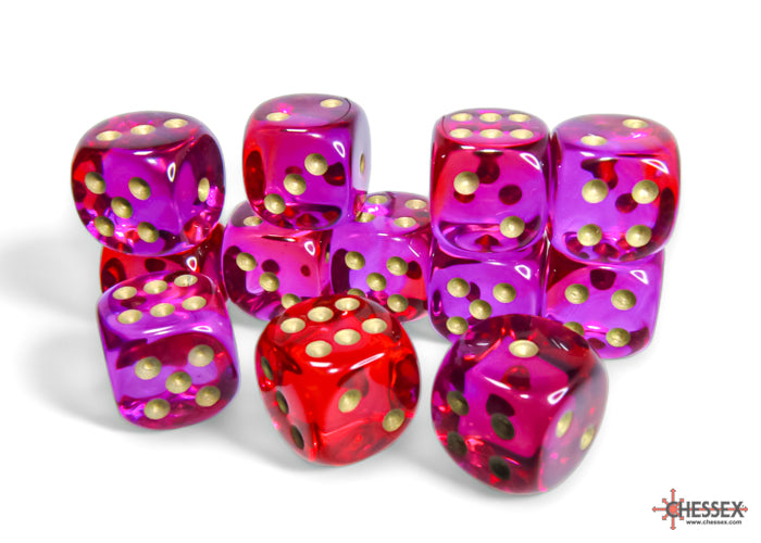 Chessex: Gemini Translucent Red-Violet/gold 16mm d6 Dice Block