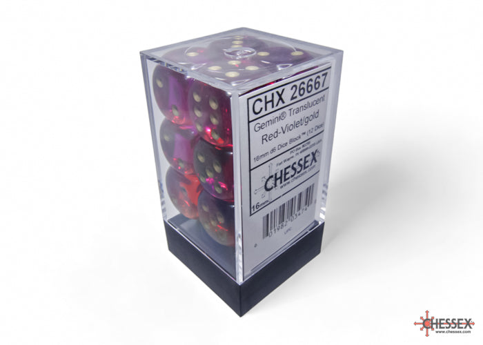 Chessex: Gemini Translucent Red-Violet/gold 16mm d6 Dice Block