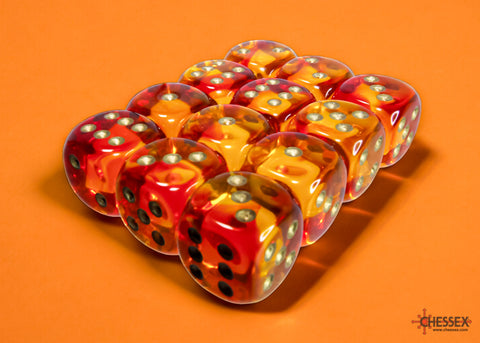 Chessex: Gemini Translucent Red-Yellow/gold 16mm d6 Dice Block