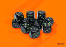 Chessex: Opaque Black/green 16mm d6 Dice Block