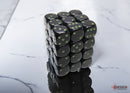 Chessex: Opaque Black/green 12mm d6 Dice Block (36 dice)