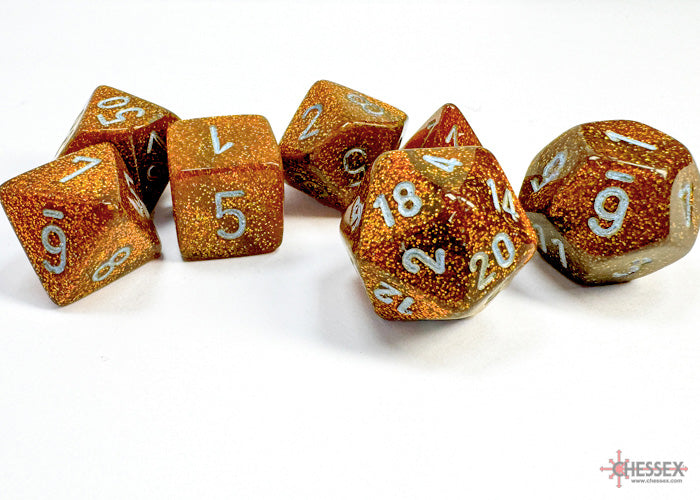 Glitter Gold/silver Polyhedral 7-Dice Set