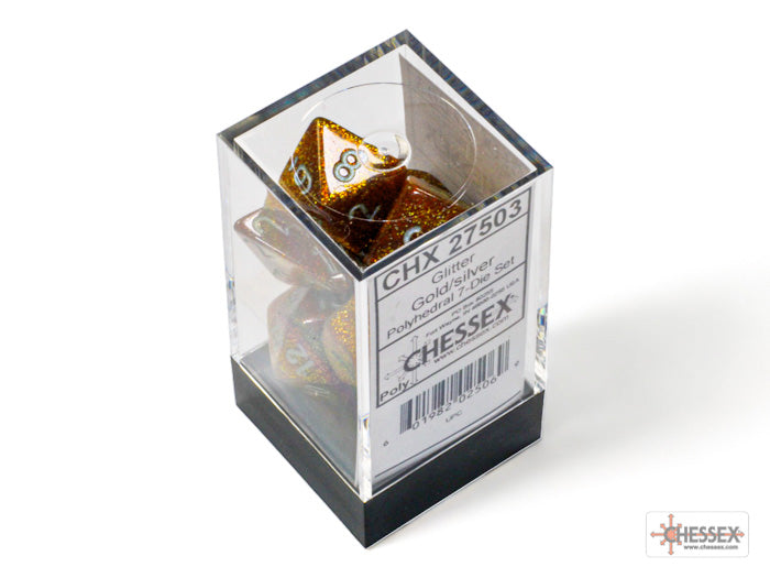 Glitter Gold/silver Polyhedral 7-Dice Set