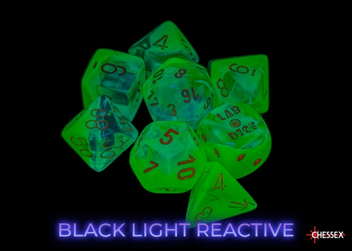 Chessex: Gemini Plasma Green-Teal/orange Luminary Polyhedral 7-Dice Set