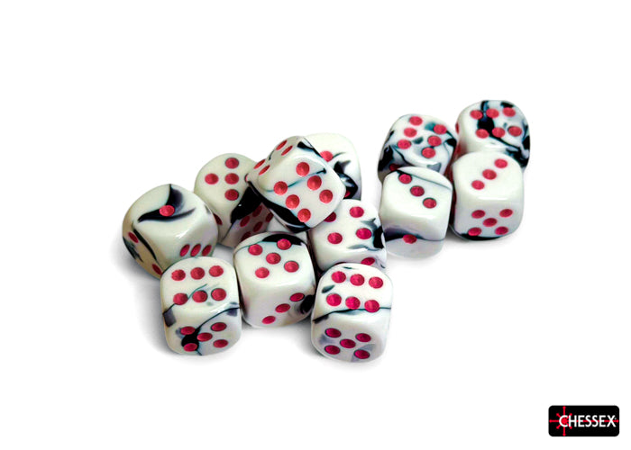 Chessex: Gemini Black-White/pink 16mm d6 Dice Block
