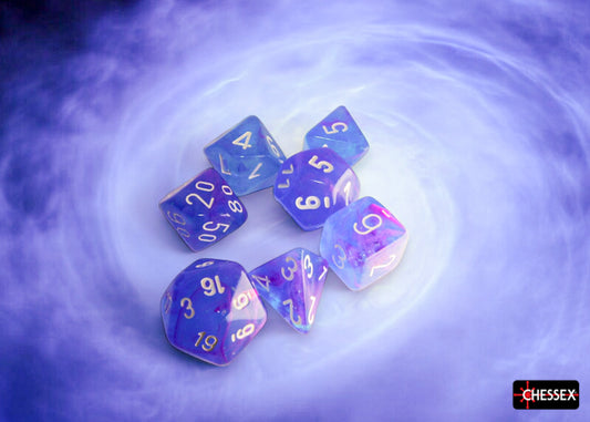 Nebula Aura/white Luminary Polyhedral 7-Dice Set