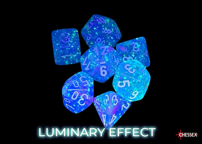 Nebula Aura/white Luminary Polyhedral 7-Dice Set