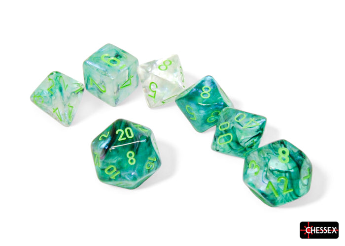 Borealis Kelp/light green Luminary Polyhedral 7-Dice Set