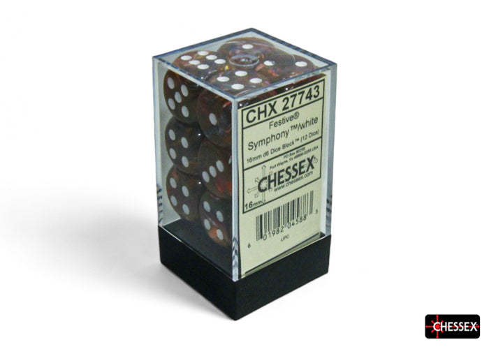 Chessex: Festive Symphony/white 16mm d6 Dice Block