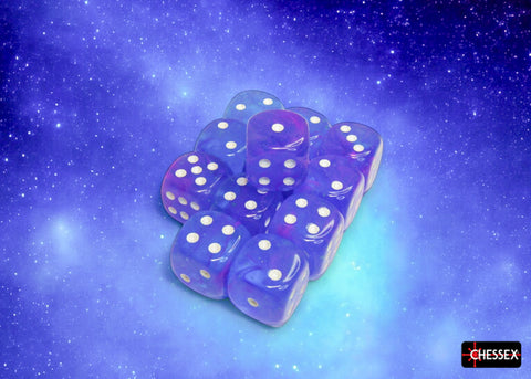 Chessex: Nebula Aura/white Luminary 16mm d6 Dice Block