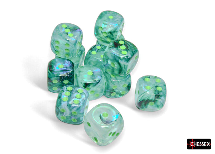 Chessex: Borealis Kelp/light green Luminary 16mm d6 Dice Block