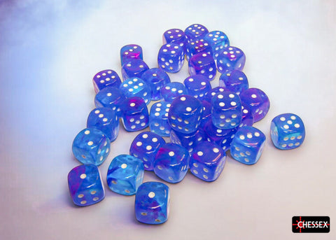 Chessex: Nebula Aura/white Luminary 12mm d6 Dice Block (36 dice)