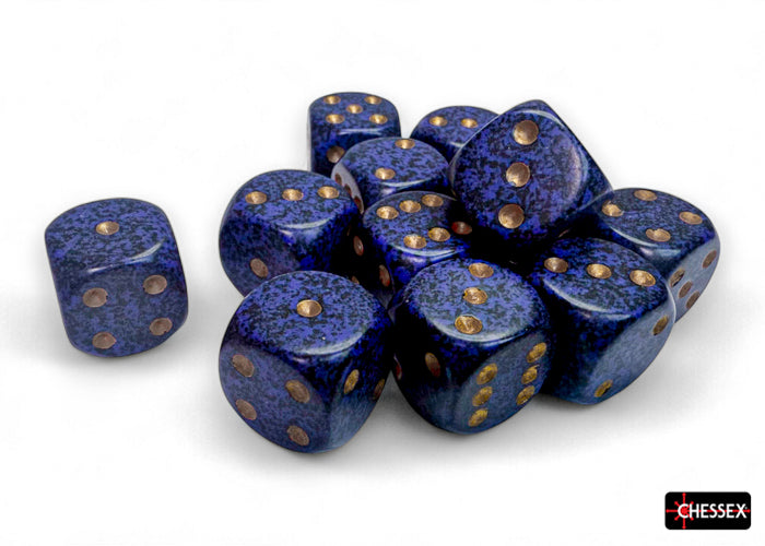 Chessex: Speckled Golden Cobalt 16mm d6 Dice Block