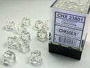 Chessex: Translucent Clear/white 12mm d6 Dice Block (36 dice)