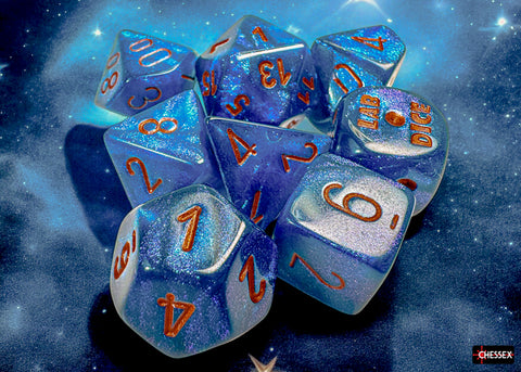 Borealis Midnight/copper Polyhedral 7-Dice Set (with bonus die)