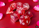 Borealis Passion/white Luminary Polyhedral 7-Dice Set (with bonus die)