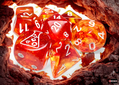 Nebula Molten/white Luminary™ Polyhedral 7-Dice Set (with bonus die)