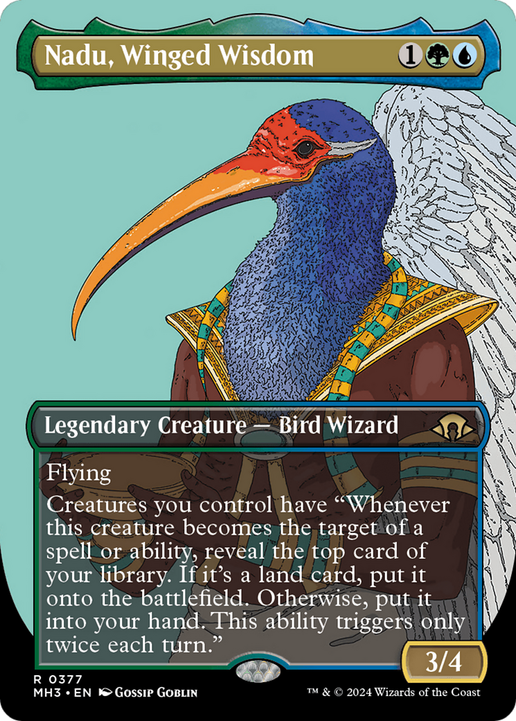 Nadu, Winged Wisdom (Borderless) [Modern Horizons 3] | The Clever Kobold