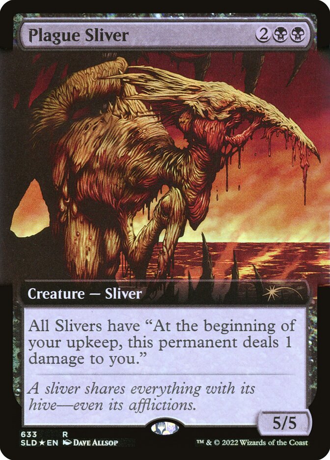 Plague Sliver (Extended Art) (Step-and-Compleat Foil) [Secret Lair Drop Promos] | The Clever Kobold