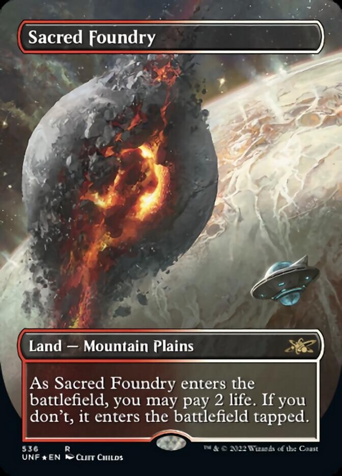 Sacred Foundry (Borderless) (Galaxy Foil) [Unfinity] | The Clever Kobold