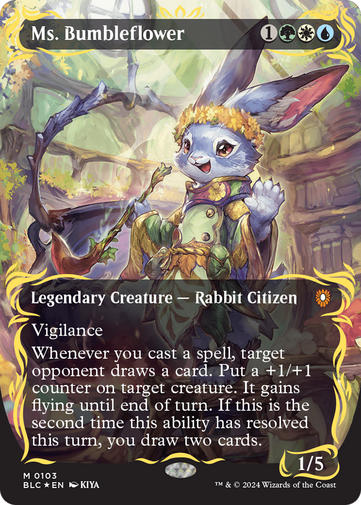 Ms. Bumbleflower (Borderless) (Raised Foil) [Bloomburrow Commander] | The Clever Kobold