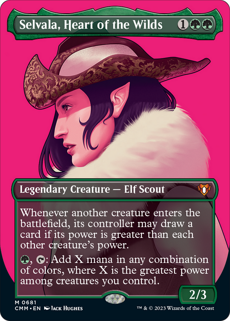 Selvala, Heart of the Wilds (Borderless Profile) [Commander Masters] | The Clever Kobold