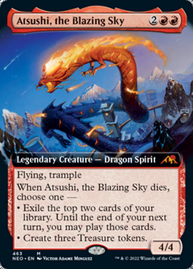 Atsushi, the Blazing Sky (Extended Art) [Kamigawa: Neon Dynasty] | The Clever Kobold