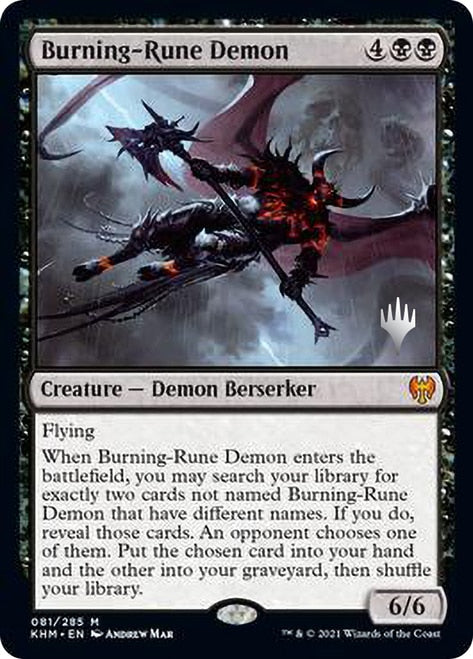 Burning-Rune Demon (Promo Pack) [Kaldheim Promos] | The Clever Kobold