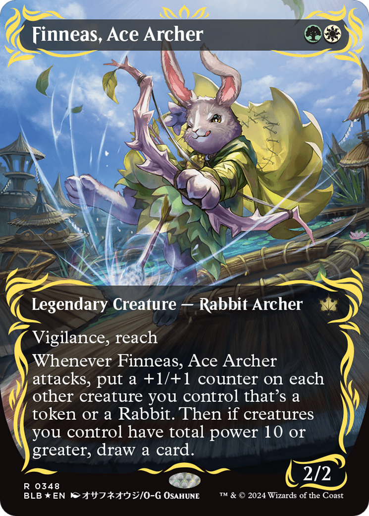 Finneas, Ace Archer (Borderless) (Raised Foil) [Bloomburrow] | The Clever Kobold