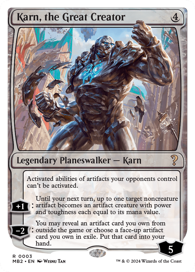 Karn, the Great Creator (White Border) [Mystery Booster 2] | The Clever Kobold